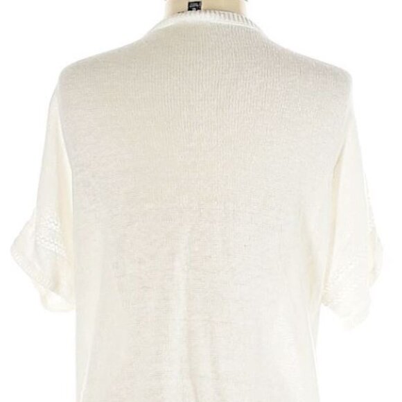 Torrid Linen V-Neck Lace Up Open Knit Light Short Sleeve Sweater Top Size 0X - Picture 5 of 8